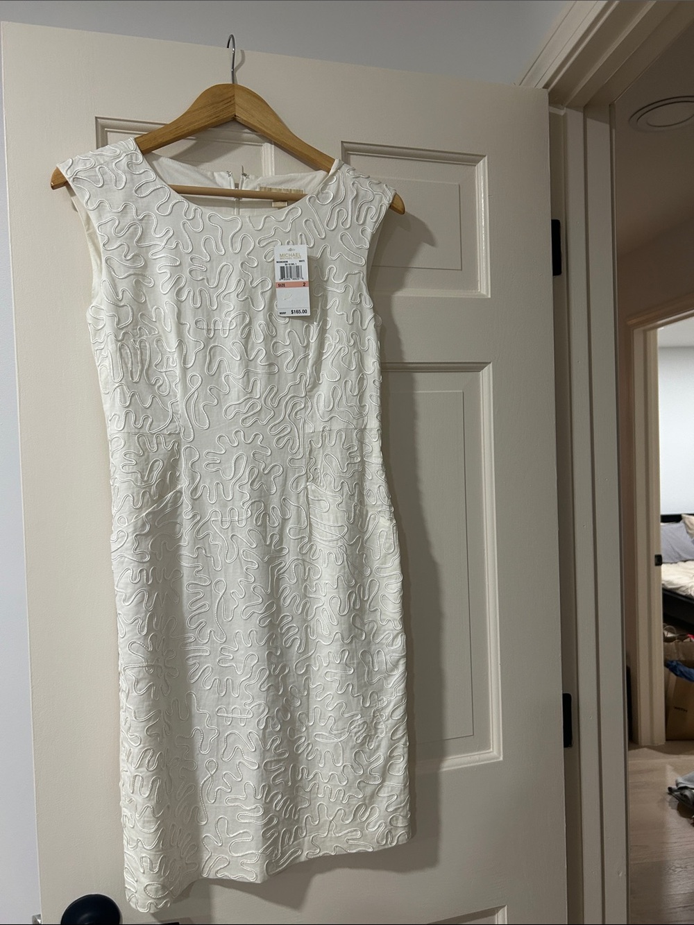 Michael Kors White Embroidered Mini Sheath Dress